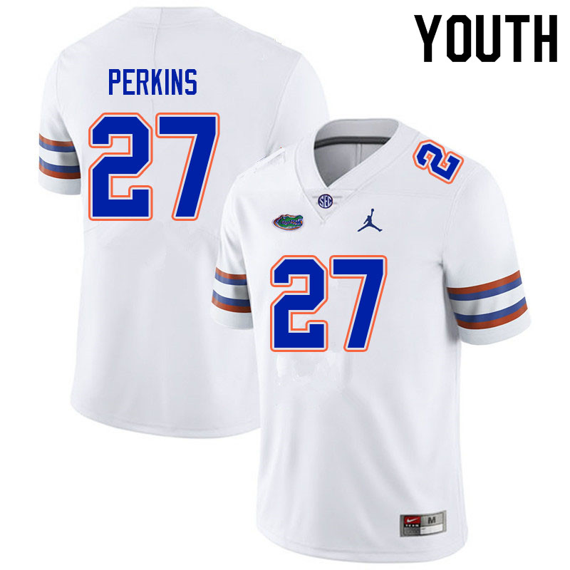 Youth #27 Jadarrius Perkins Florida Gators College Football Jerseys Sale-White